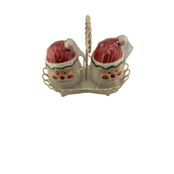New Santa Claus Christmas Salt Pepper Shakers Wire Basket Holiday 2006 Target - Picture 3 of 7